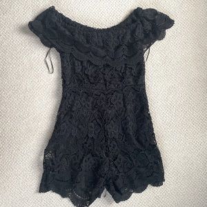 Black Lace Jumpsuit (Shorts & off shoulder)